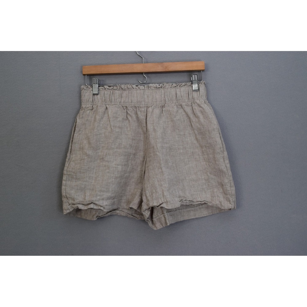 Quince 100% Linen Pull On Shorts Small High Waisted Waist Women Beige Tan